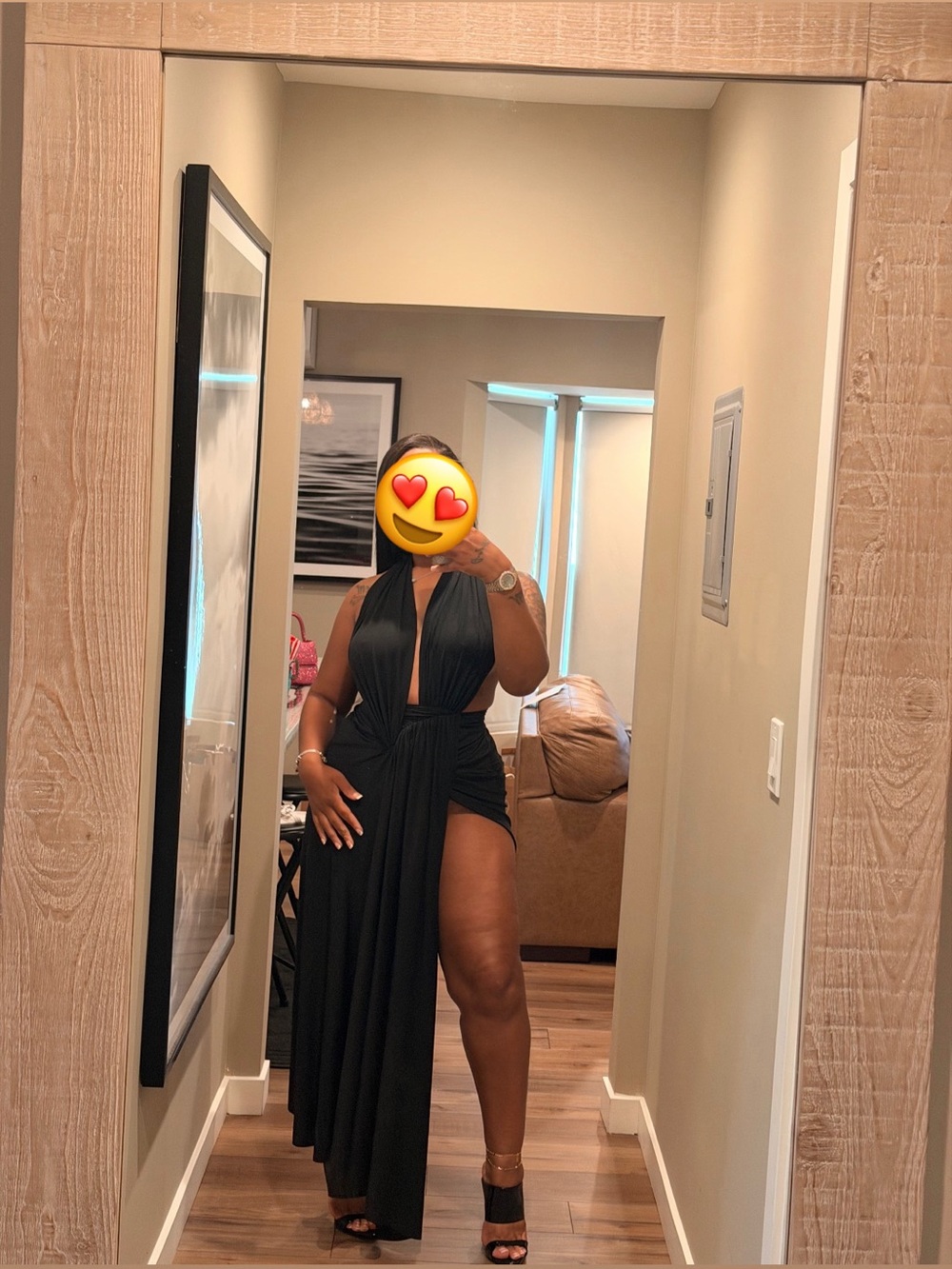 Black Asymmetric Cutout Maxi Dress - Elegant Evening Style